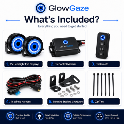 GlowGaze Animated Eye Headlight Display
